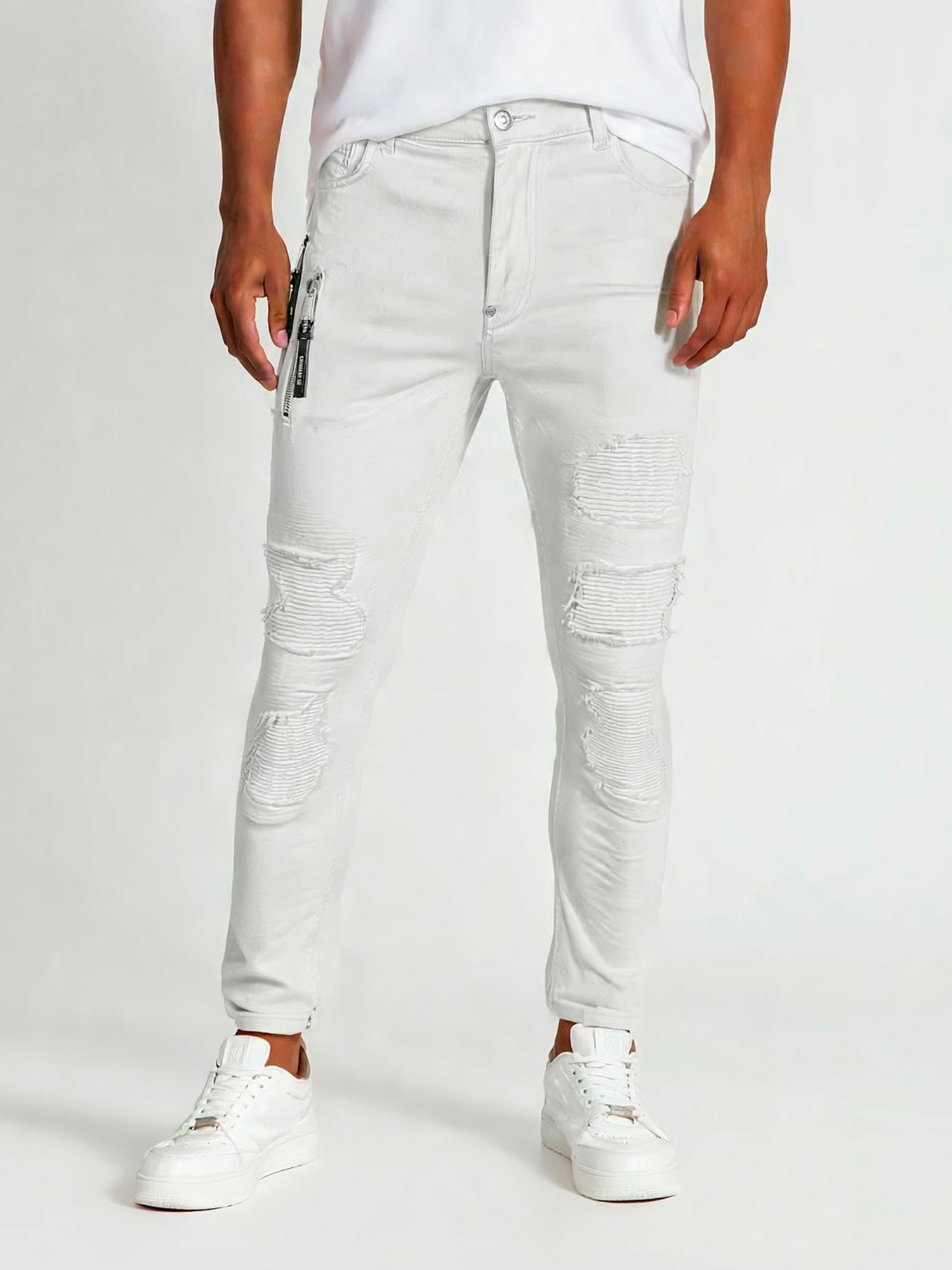 White Motor Slim Fit Jeans