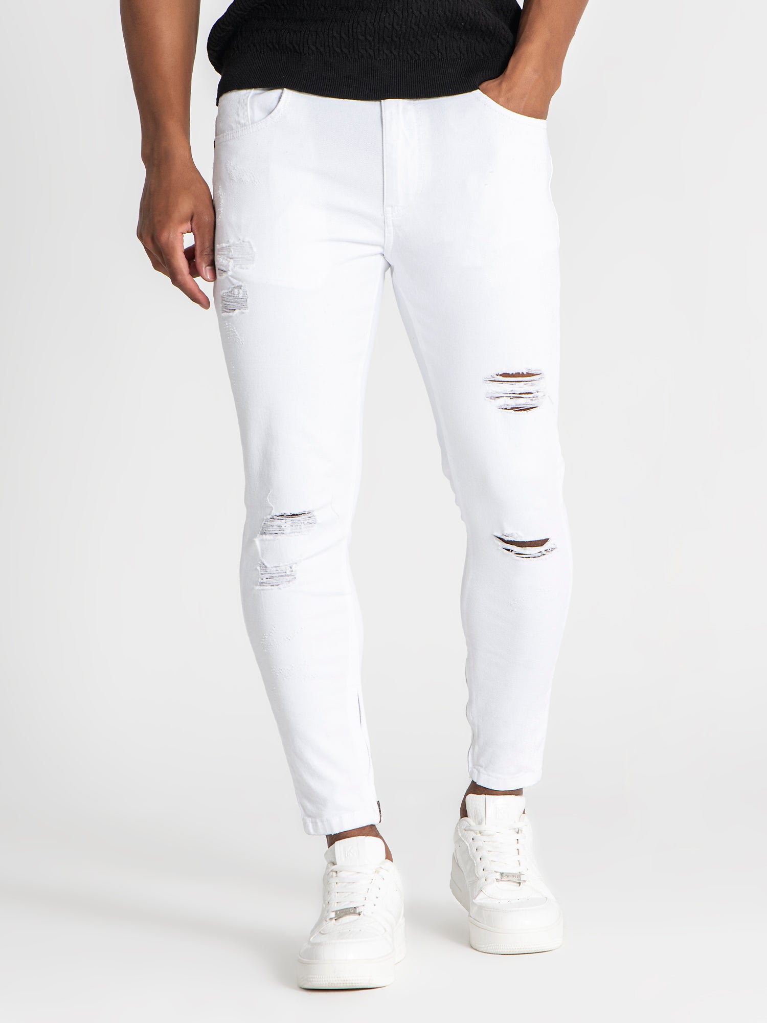 White Zipper Jeans