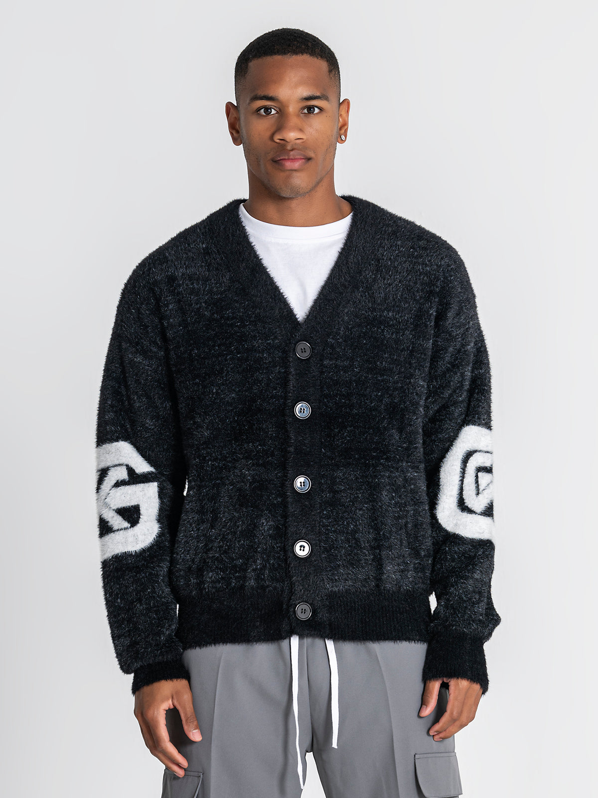 jackets / Black Structure Knit Cardigan