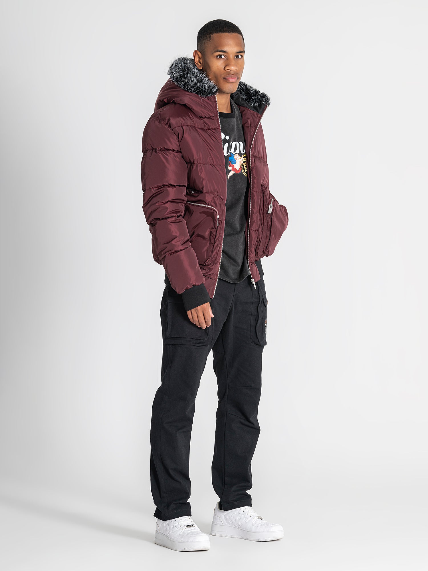 puffers / Burgundy Utility Puffer Jacket