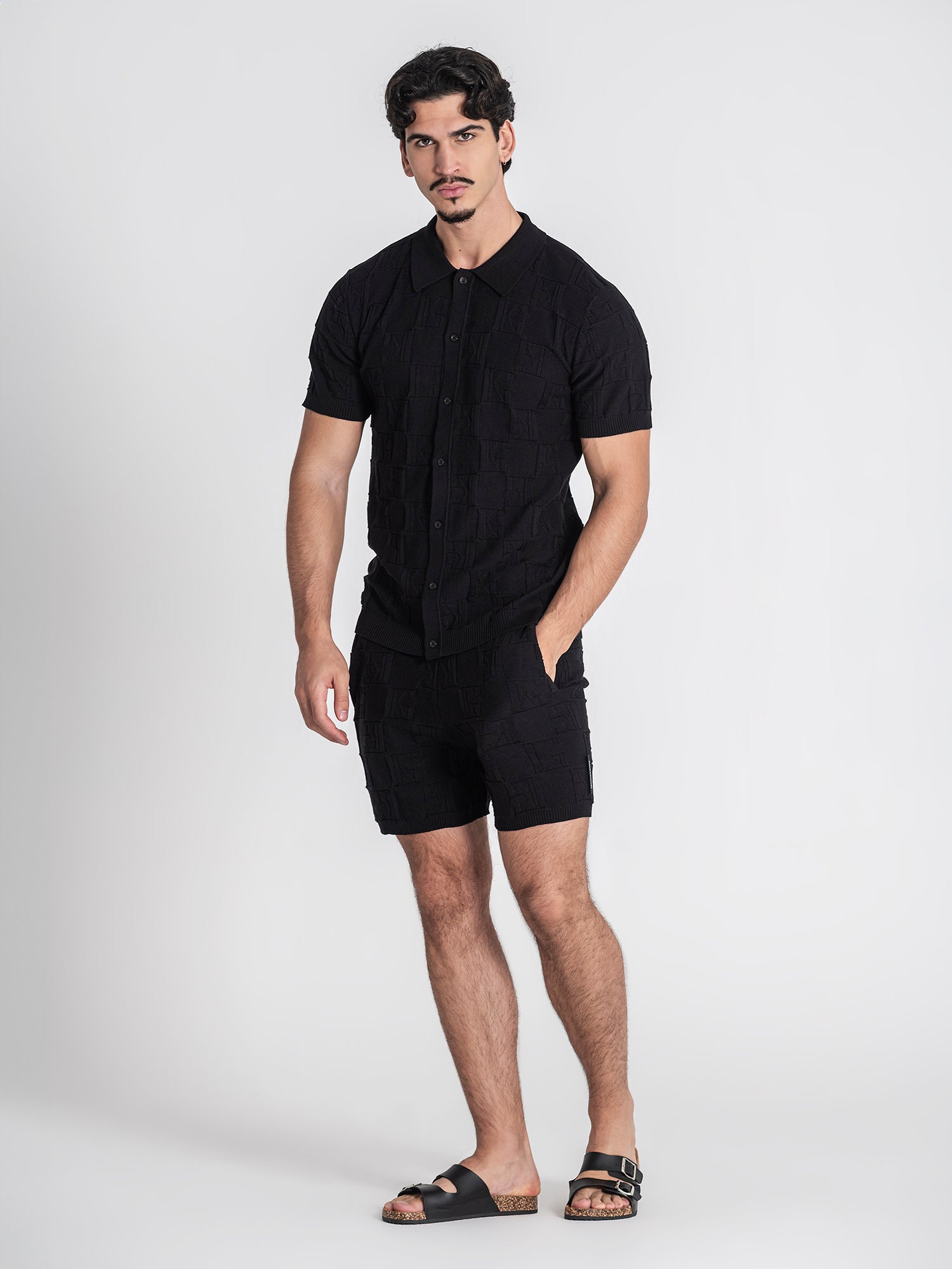 shirts / Black Clone Knit Shirt