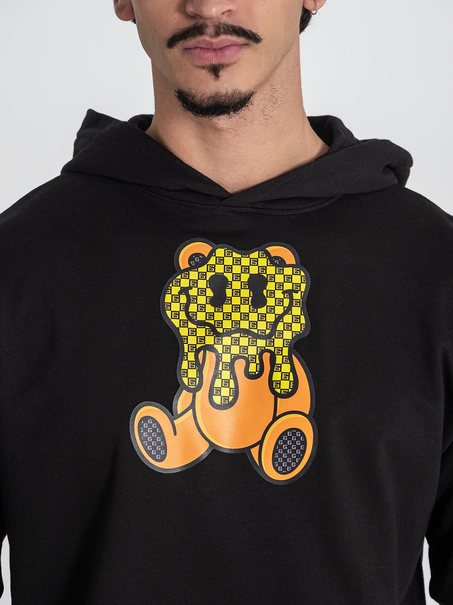Black Micro Melting Bear Hoodie