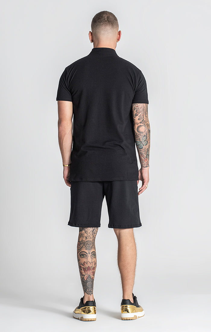 Black Glimpse Up Zip Polo