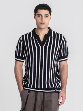 polos / Black Baseball Knit Polo