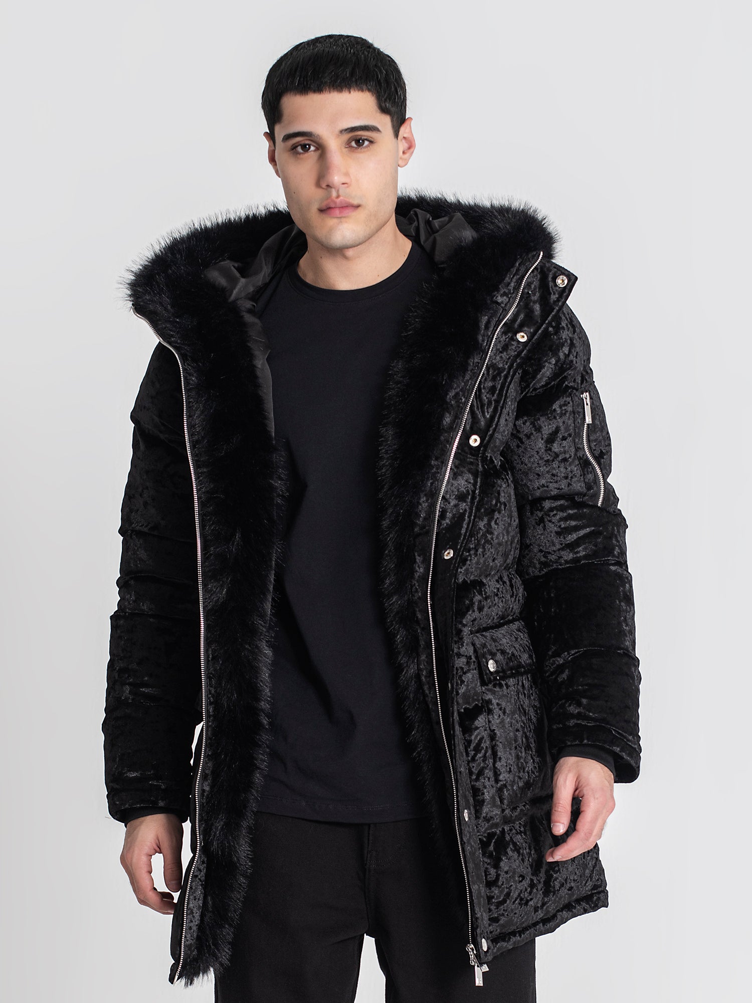 Black Core Velvet Coat
