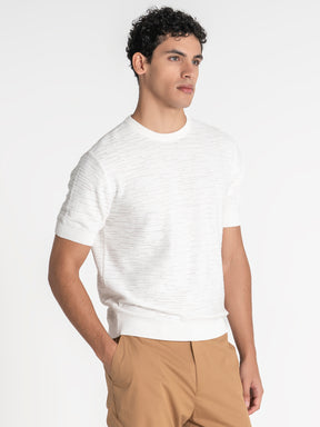 t-shirts / White Uneven Knit Tee