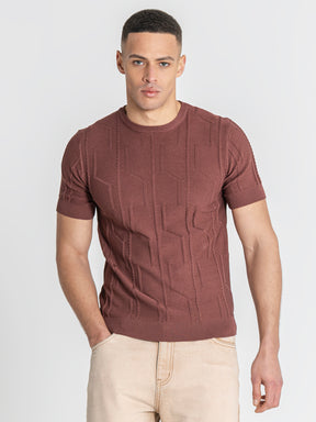 t-shirts / Brown Dimension Knit Tee