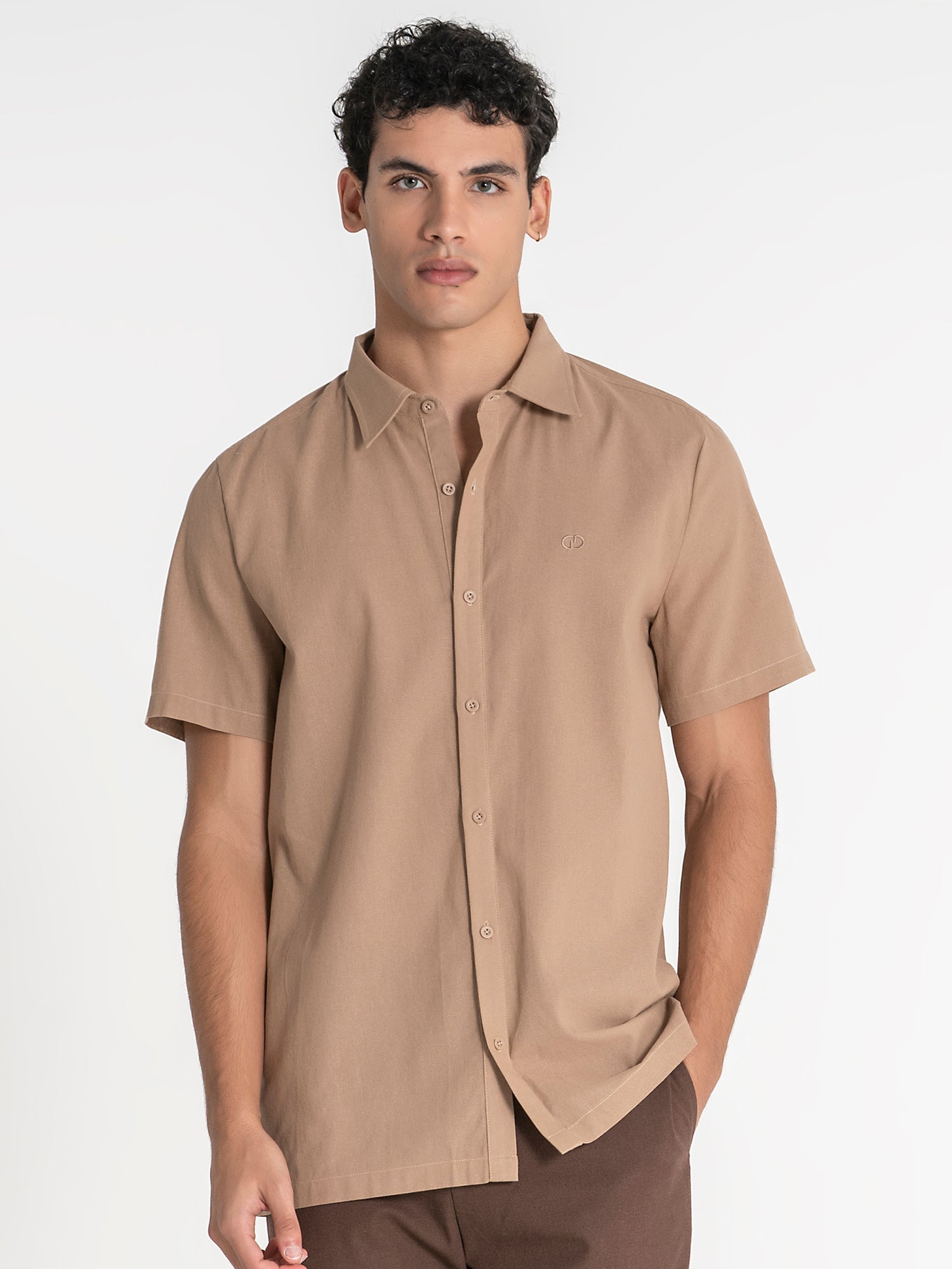 shirts / Taupe GG Linen Shirt
