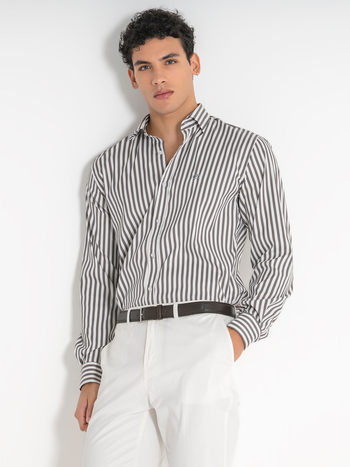 Chemise Taupe Striped