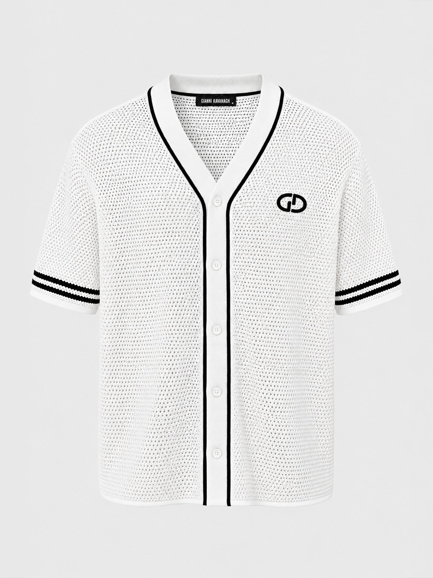 shirts / White Baseball Knit Shirt