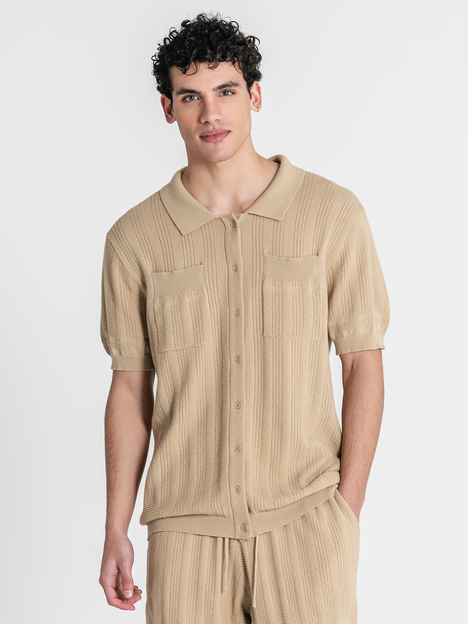 Camel Label Knit Shirt
