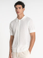 shirts / White Buttoned Knit Shirt