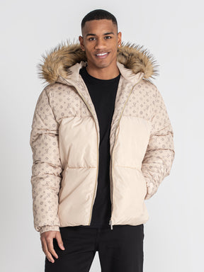 Beige Logomania Puffer Jacket