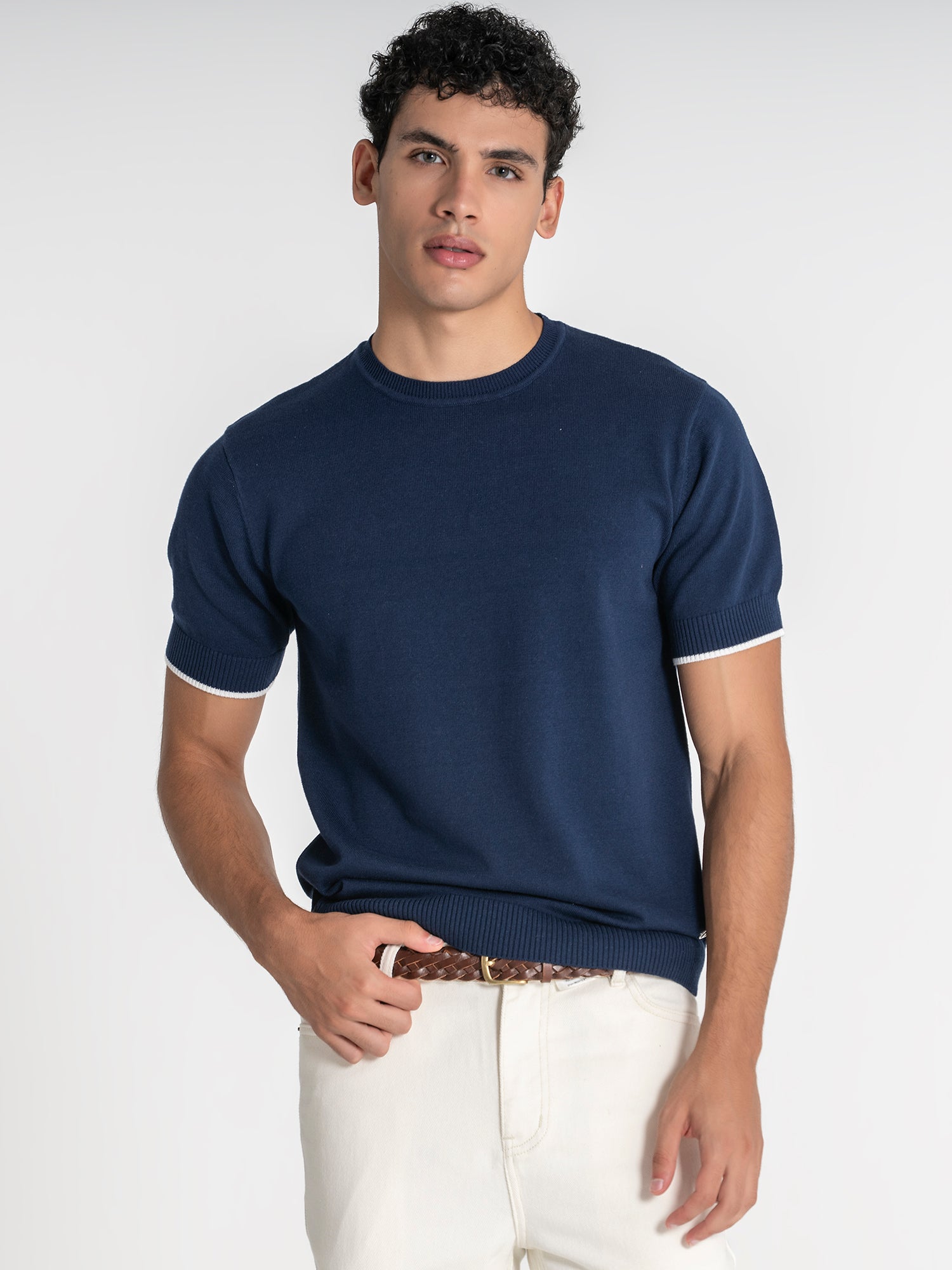 t-shirts / Blue Edge Knit Tee