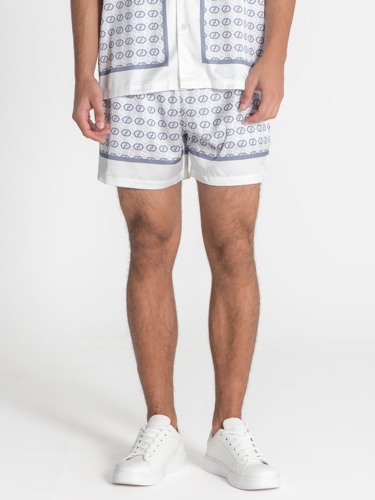 White GG Mania Satin Shorts