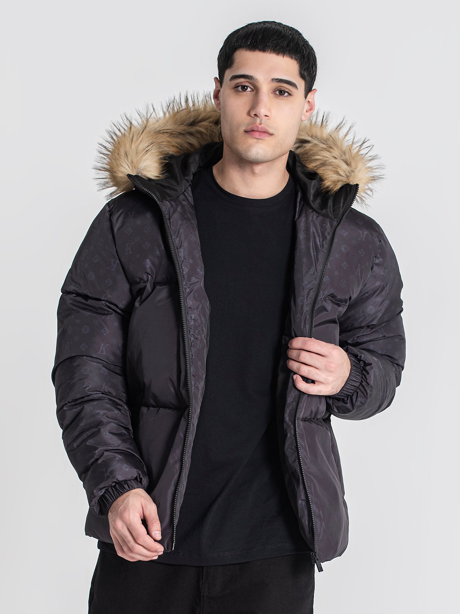 Black Logomania Puffer Jacket