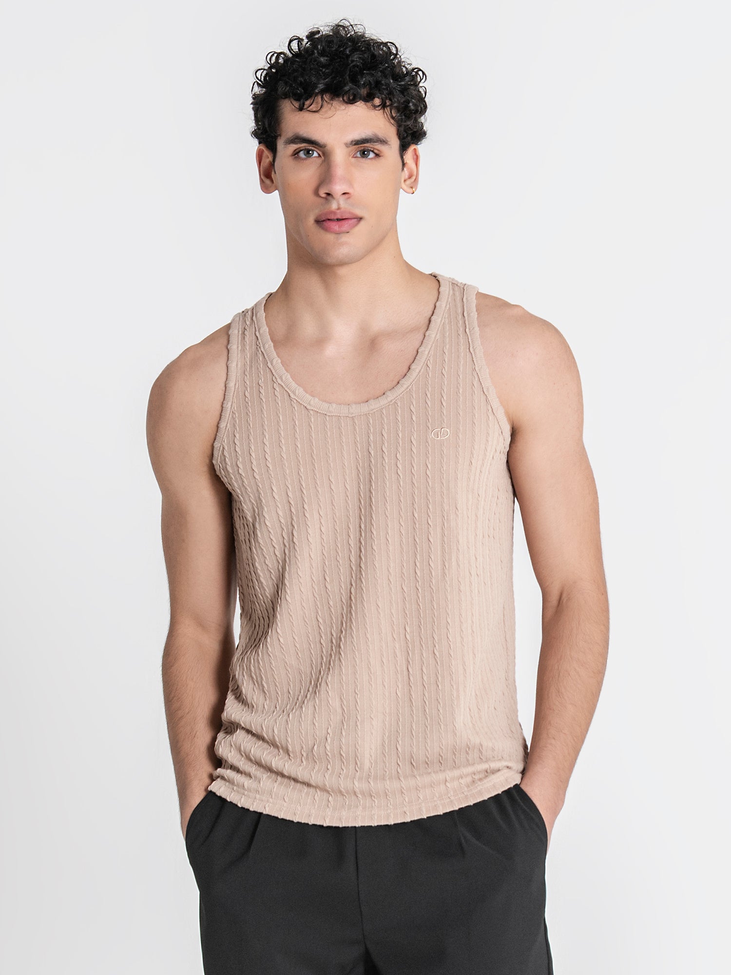 tank tops / Taupe Tactile Tanktop