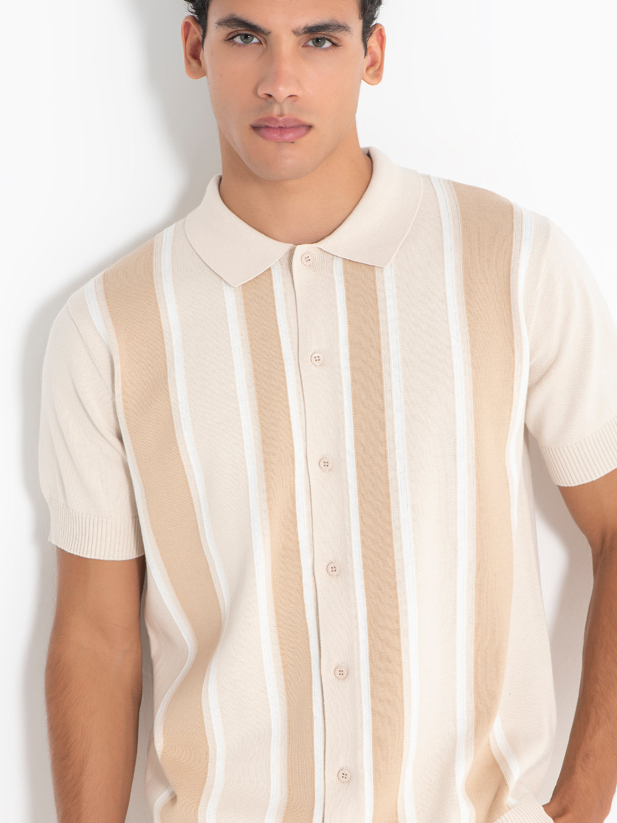 shirts / Beige Retro Knit Shirt
