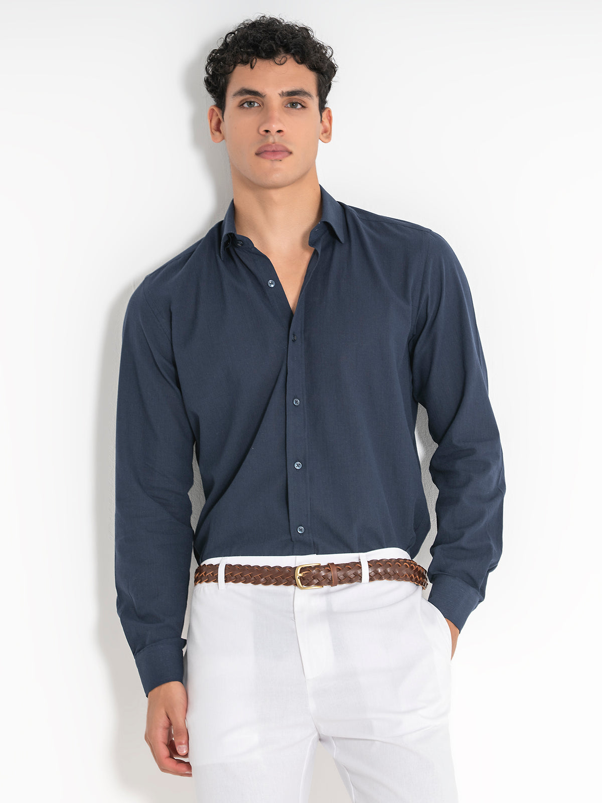 Chemise En Lin Bleue Flax