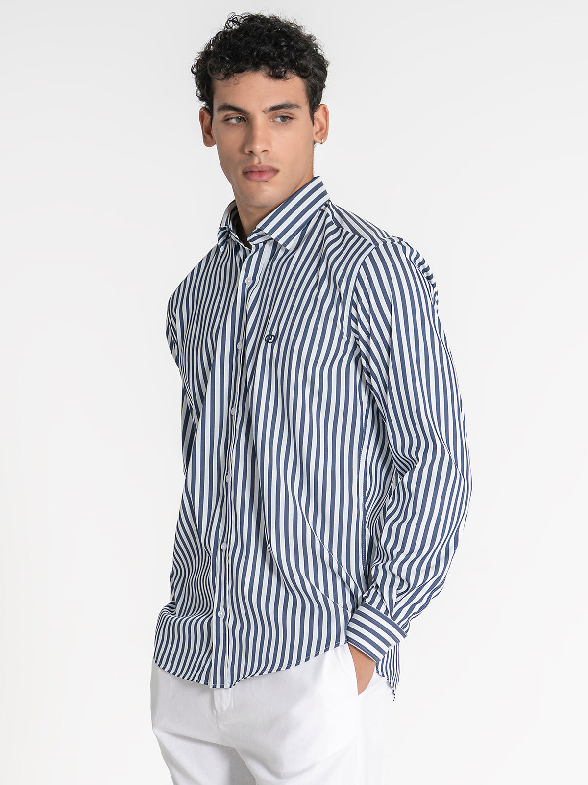 Chemise Bleu Marine Striped