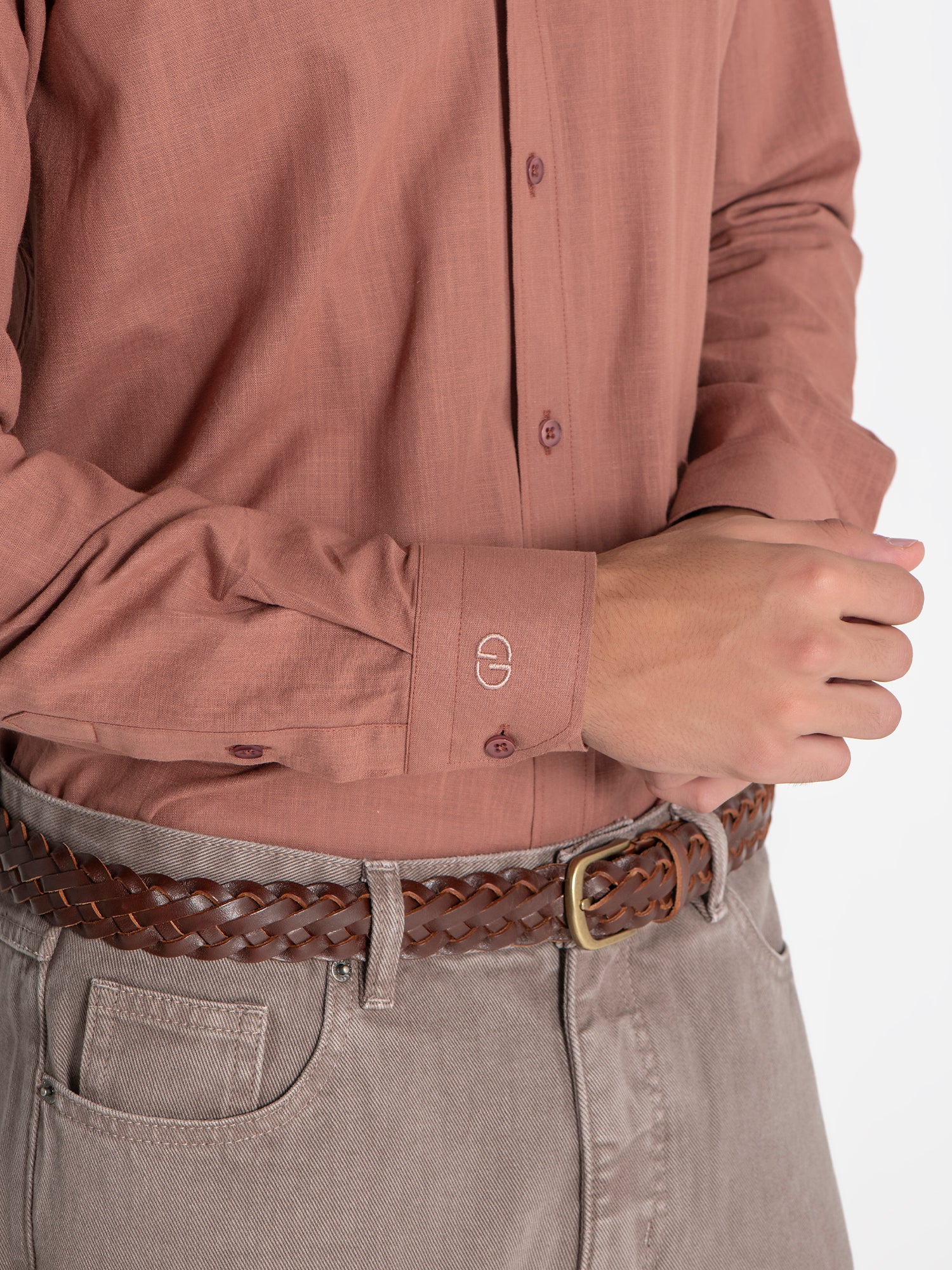 shirts / Taupe Linen Shirt