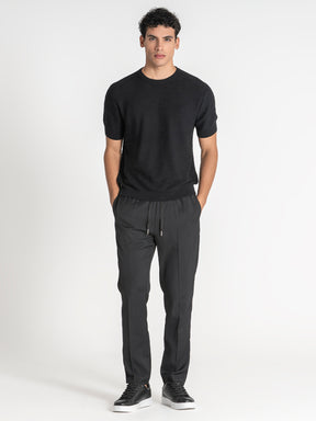 t-shirts / Black Uneven Knit Tee