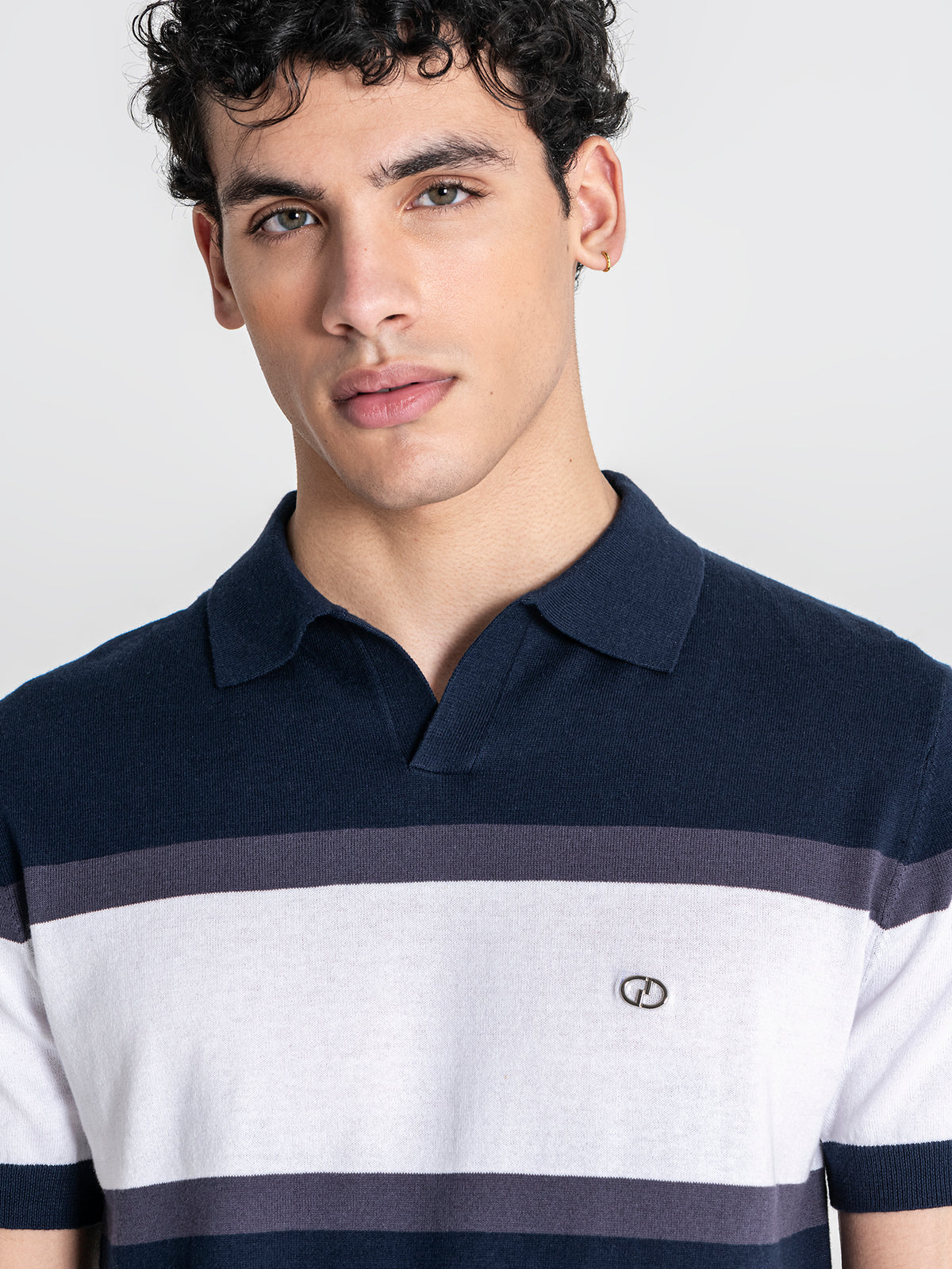 polos / Navy Blue Block Knit Polo