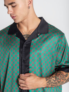 shirts / Green GK Mania Satin Shirt
