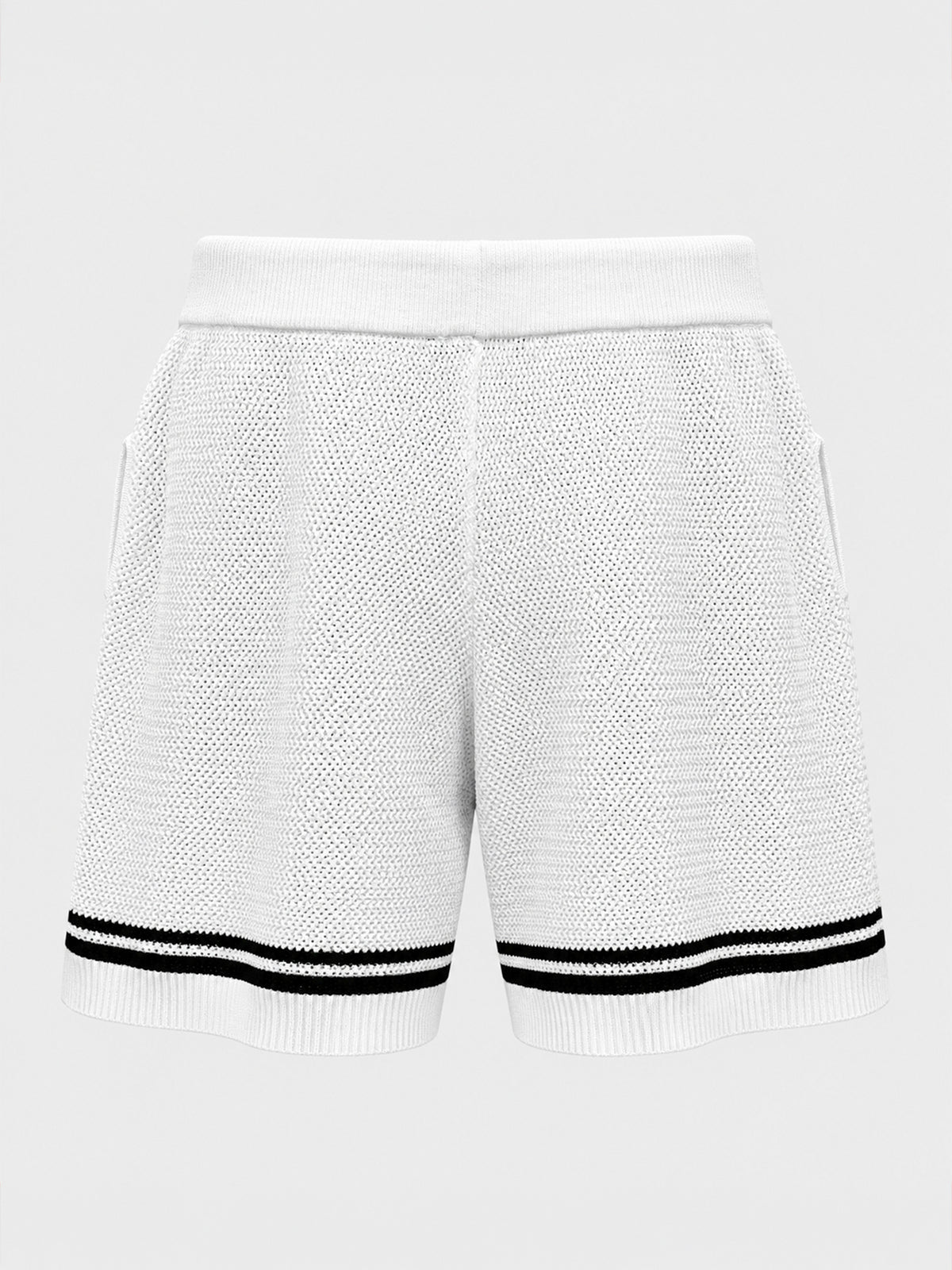 shorts / White Baseball Knit Shorts