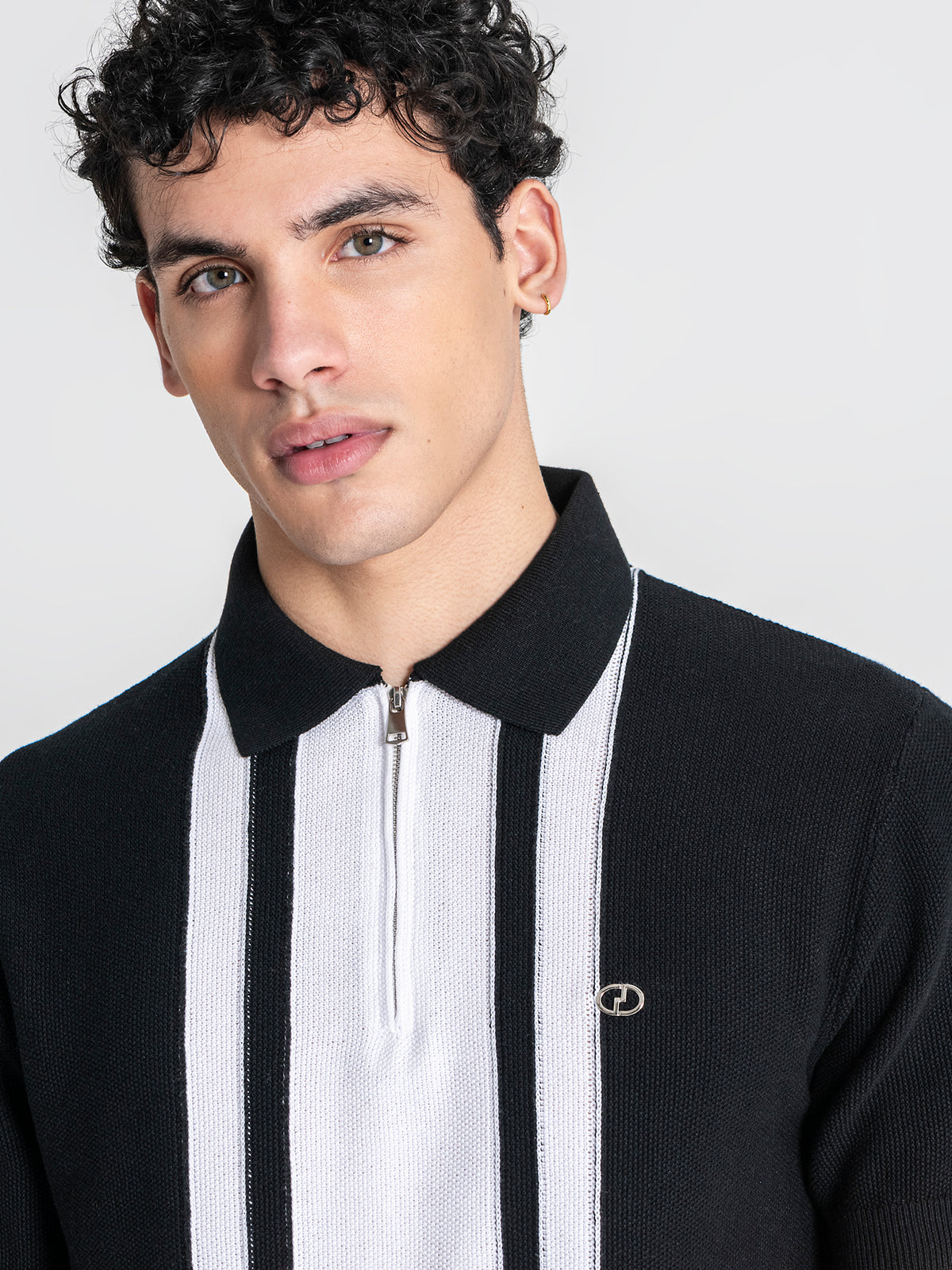 polos / Black Column Knit Polo