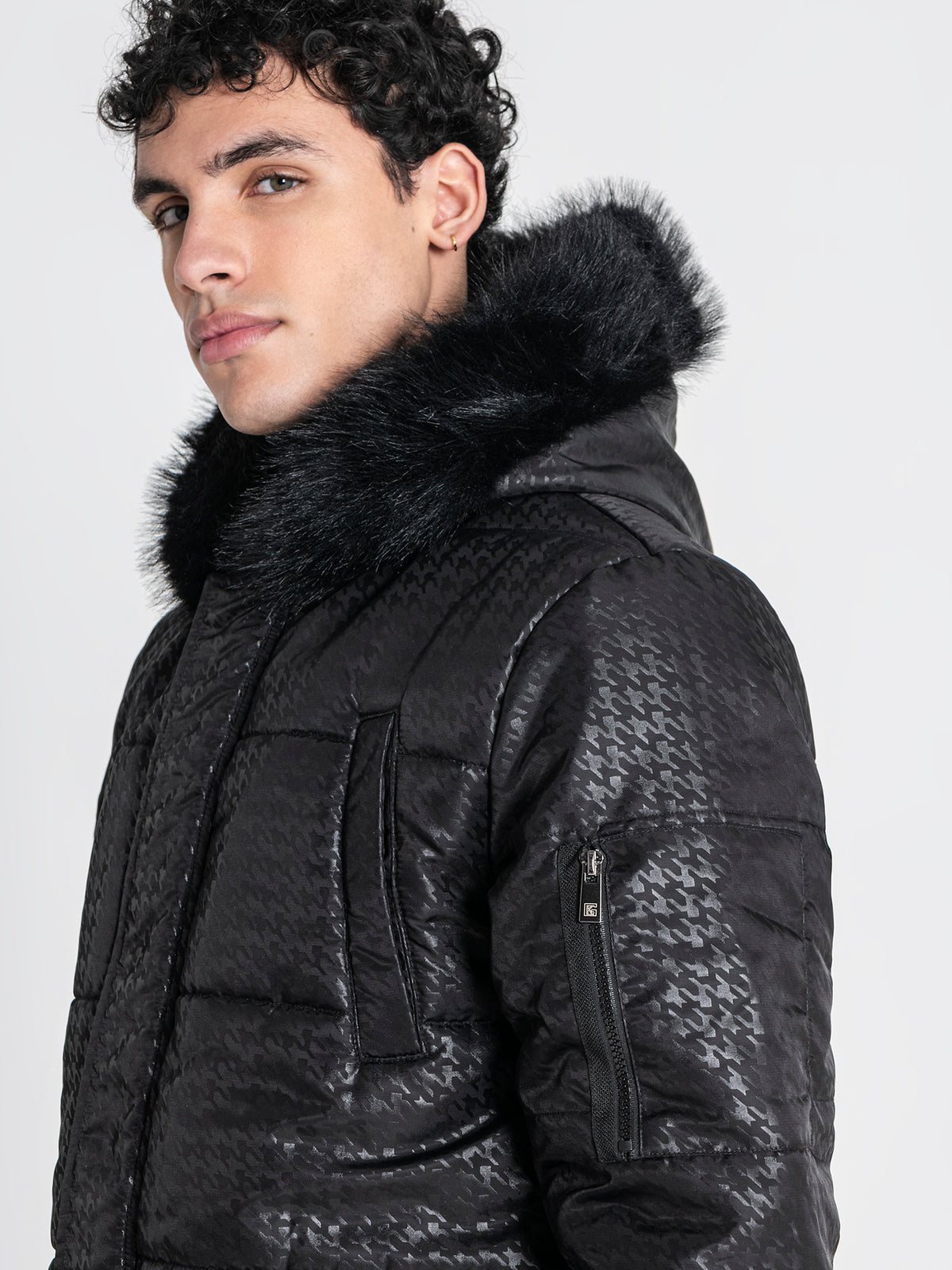Black GK Houndstooth Coat