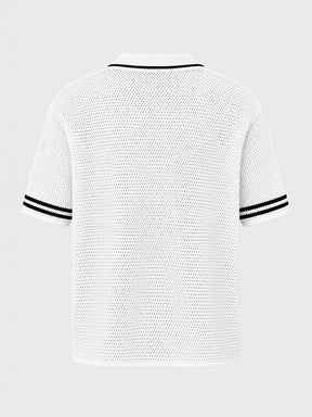 shirts / White Baseball Knit Shirt
