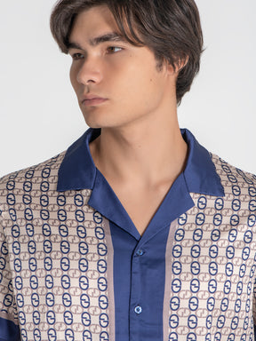 shirts / Blue GG Mania Satin Shirt