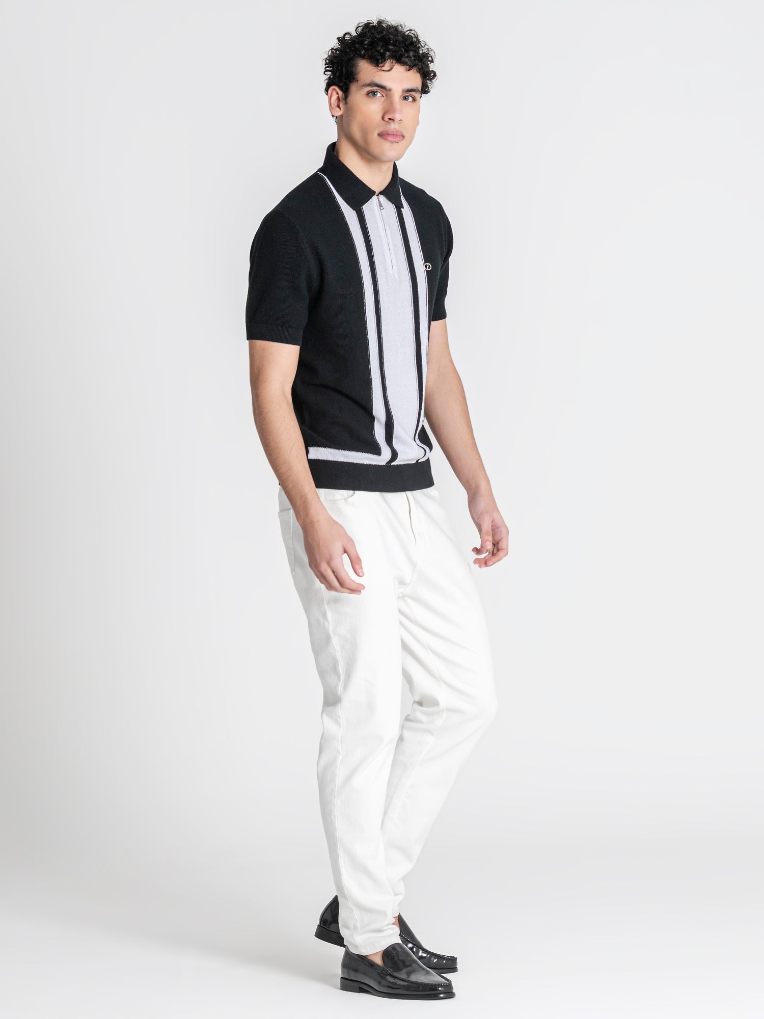 polos / Black Column Knit Polo