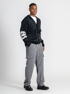 jackets / Black Structure Knit Cardigan