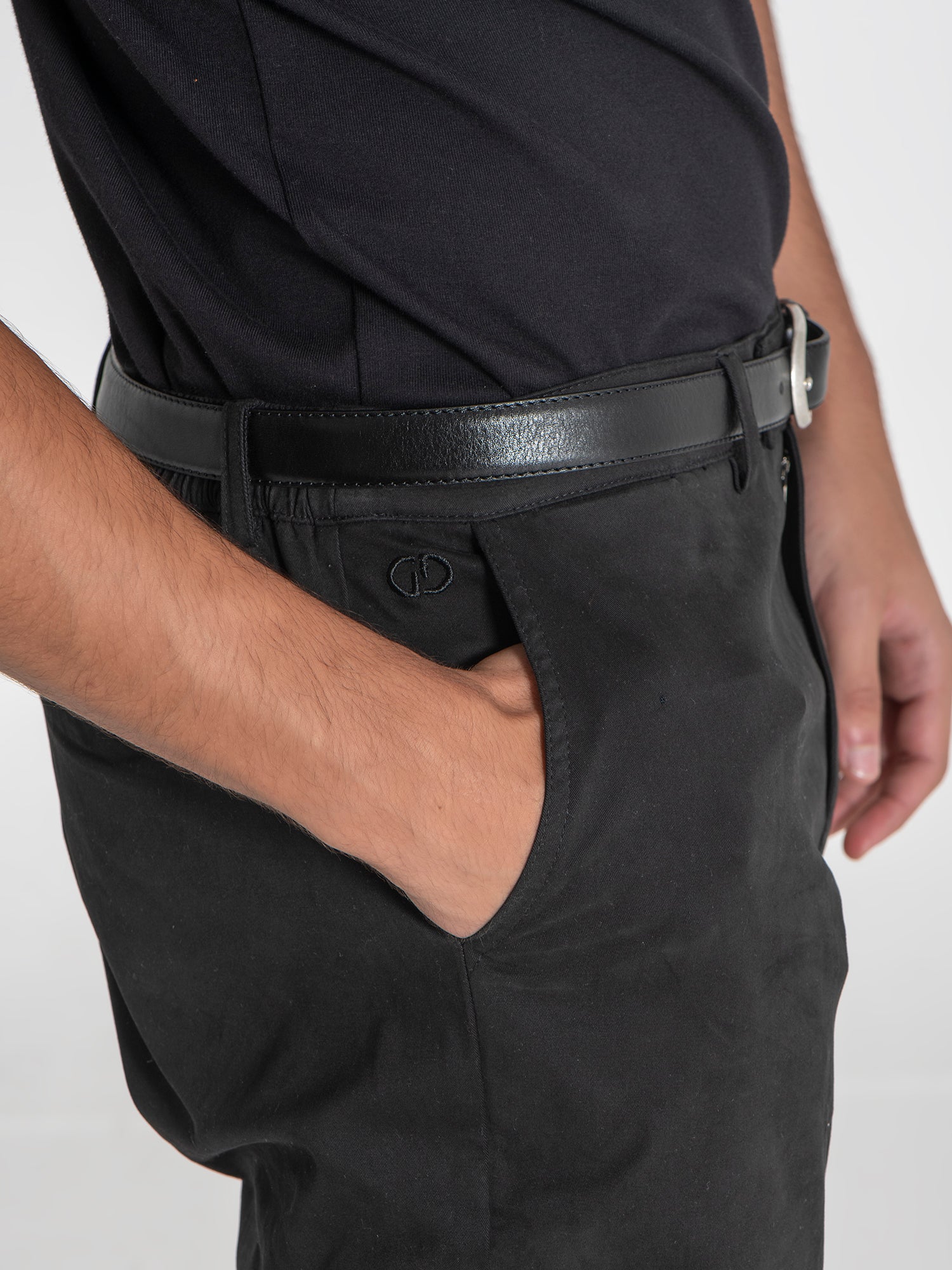 pants / Black Elastic Chino Chino Pants