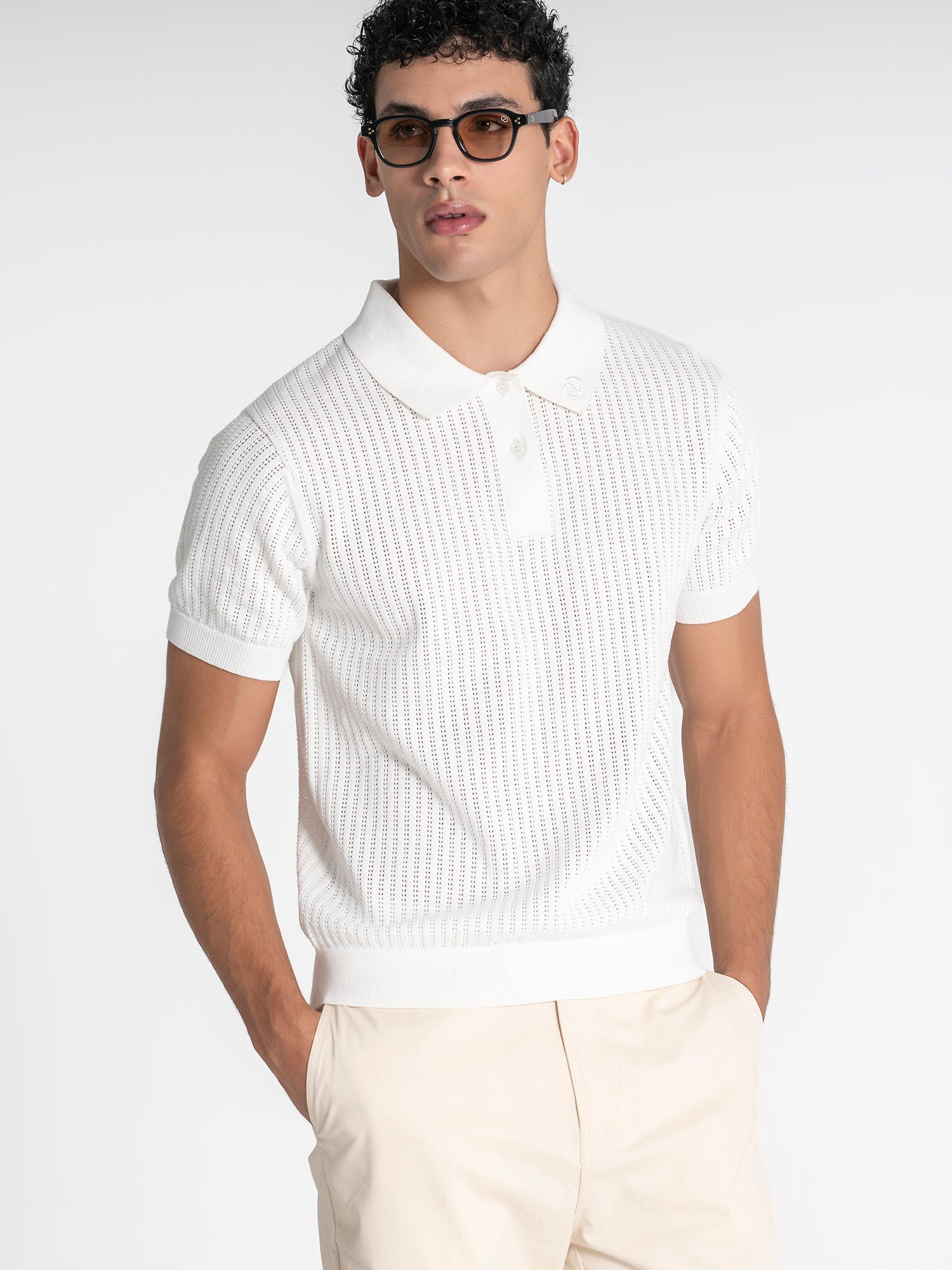 polos / White Sense Knit Polo