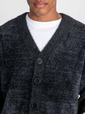 jackets / Black Structure Knit Cardigan