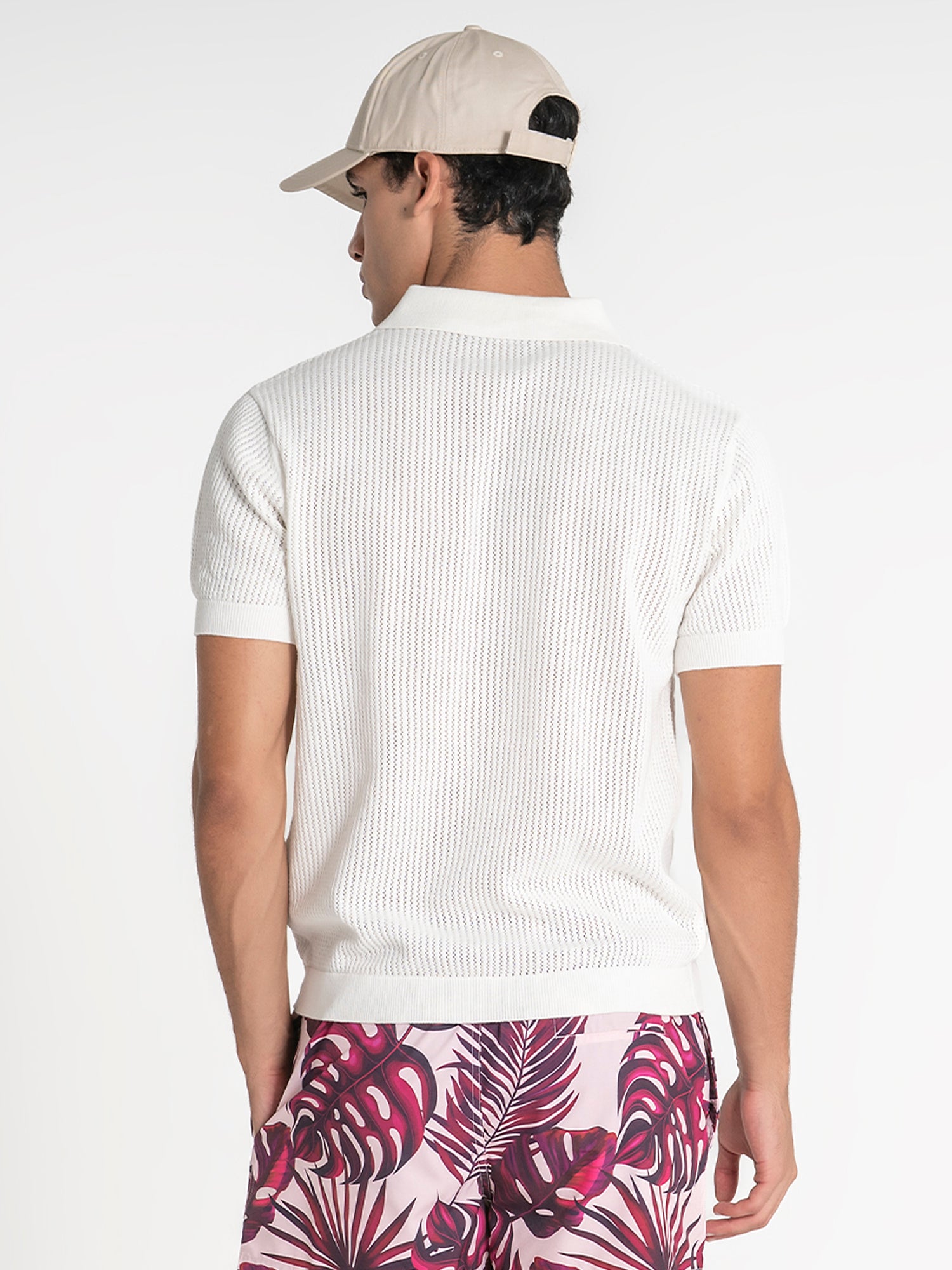polos / White Mesh Knit Polo