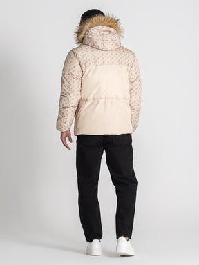 Beige Logomania Puffer Jacket