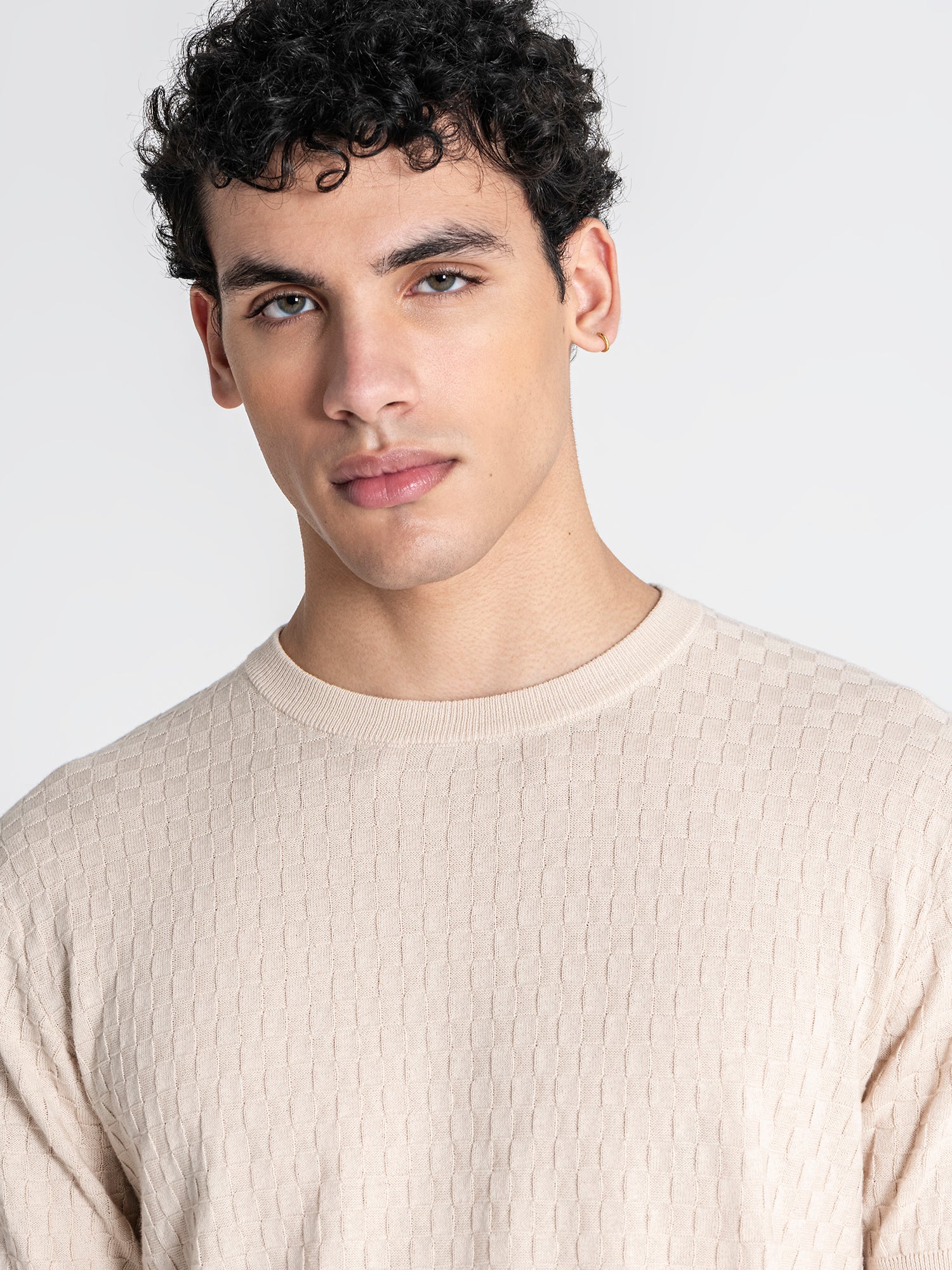 t-shirts / Beige Squared Knit Tee