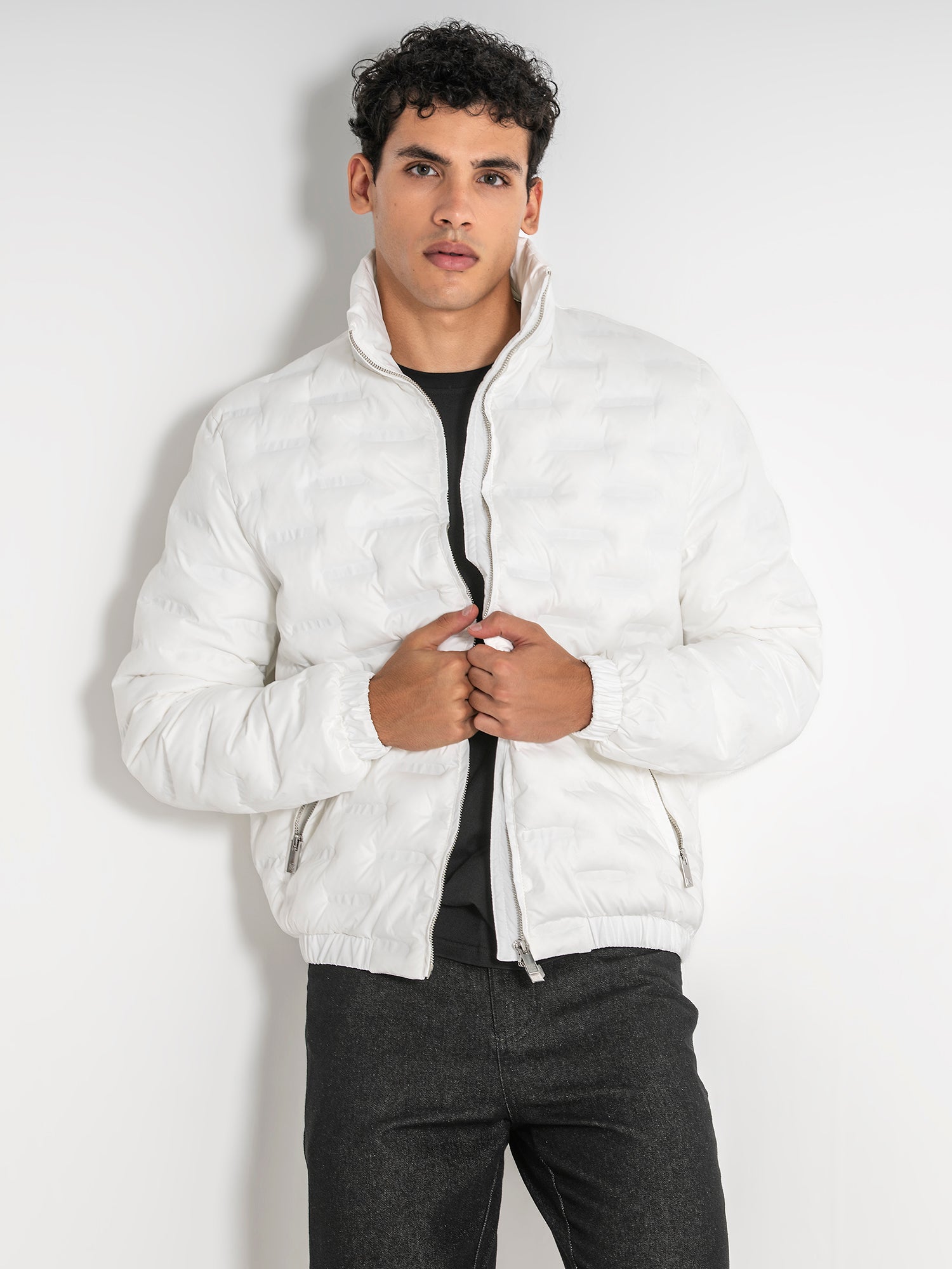 jackets / White Code Puffer Jacket