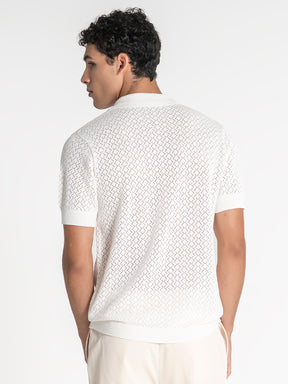 shirts / White Buttoned Knit Shirt