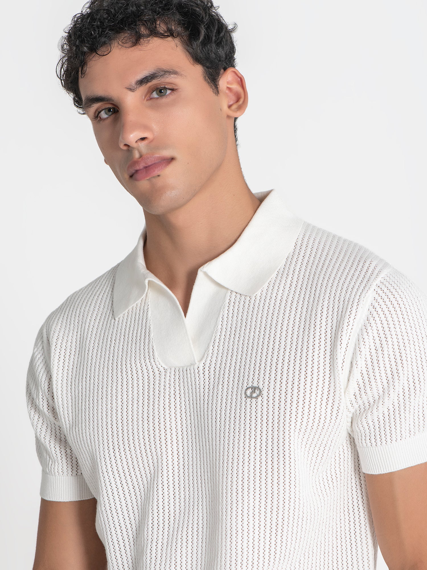polos / White Mesh Knit Polo