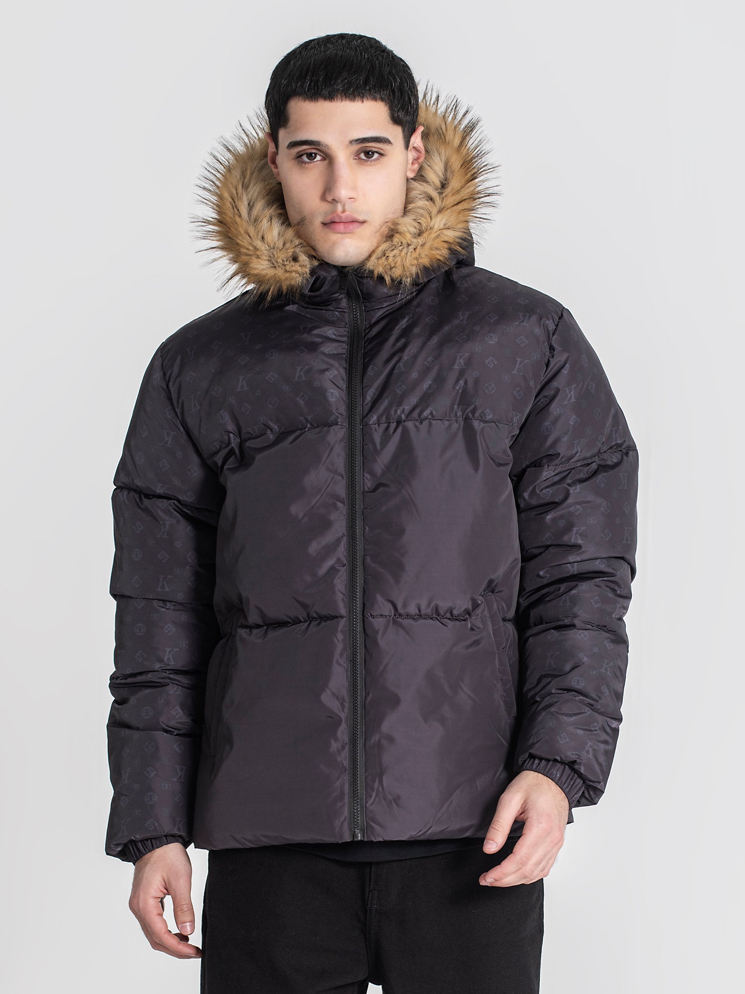 Black Logomania Puffer Jacket