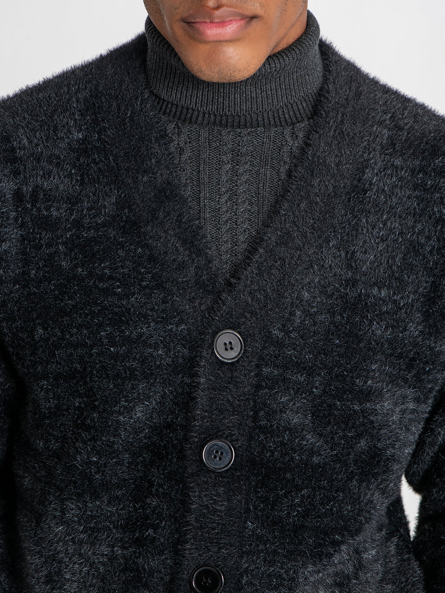 jackets / Black Structure Knit Cardigan