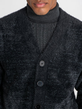 jackets / Black Structure Knit Cardigan