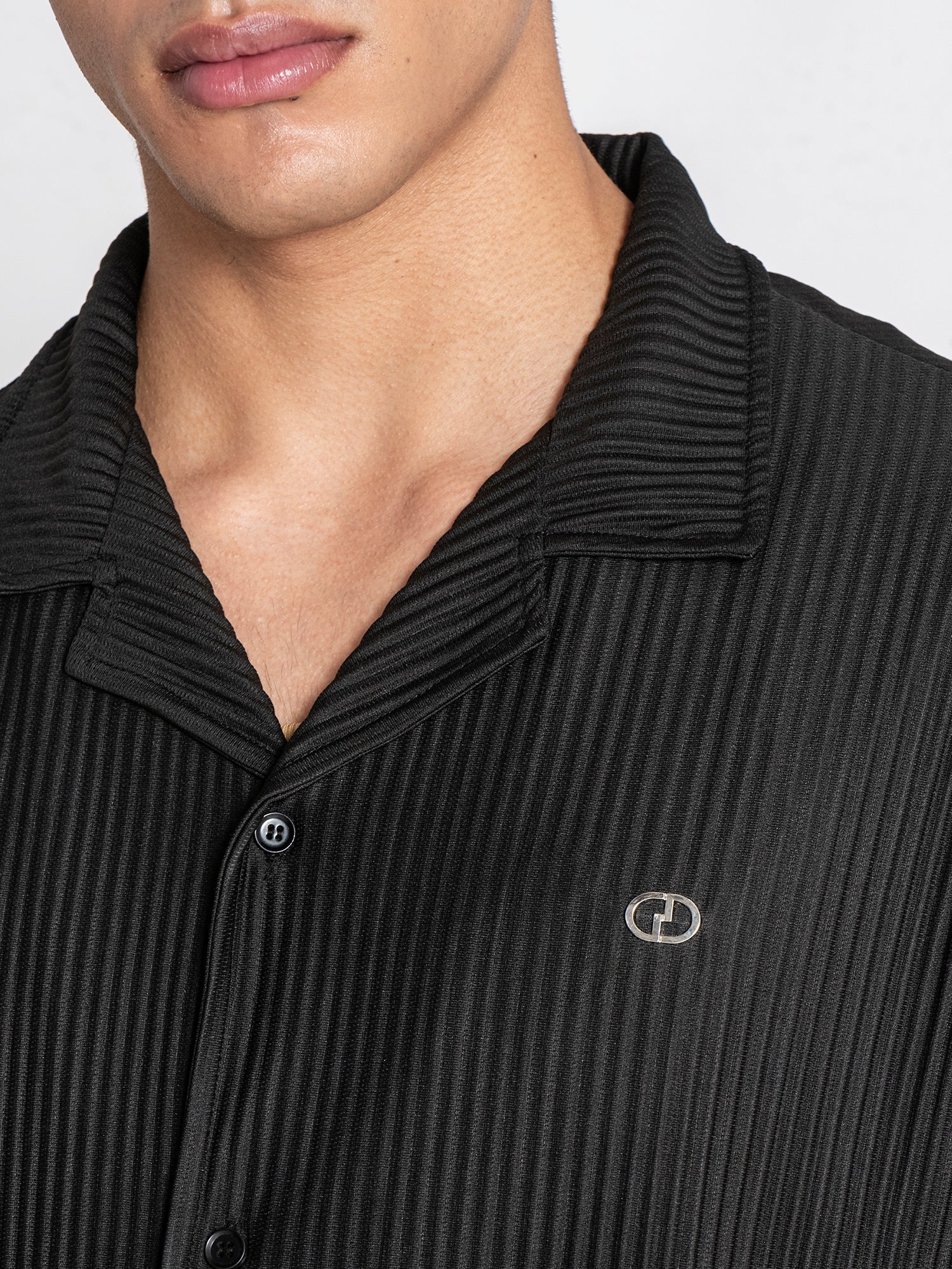 shirts / Black GG Cuban Shirt