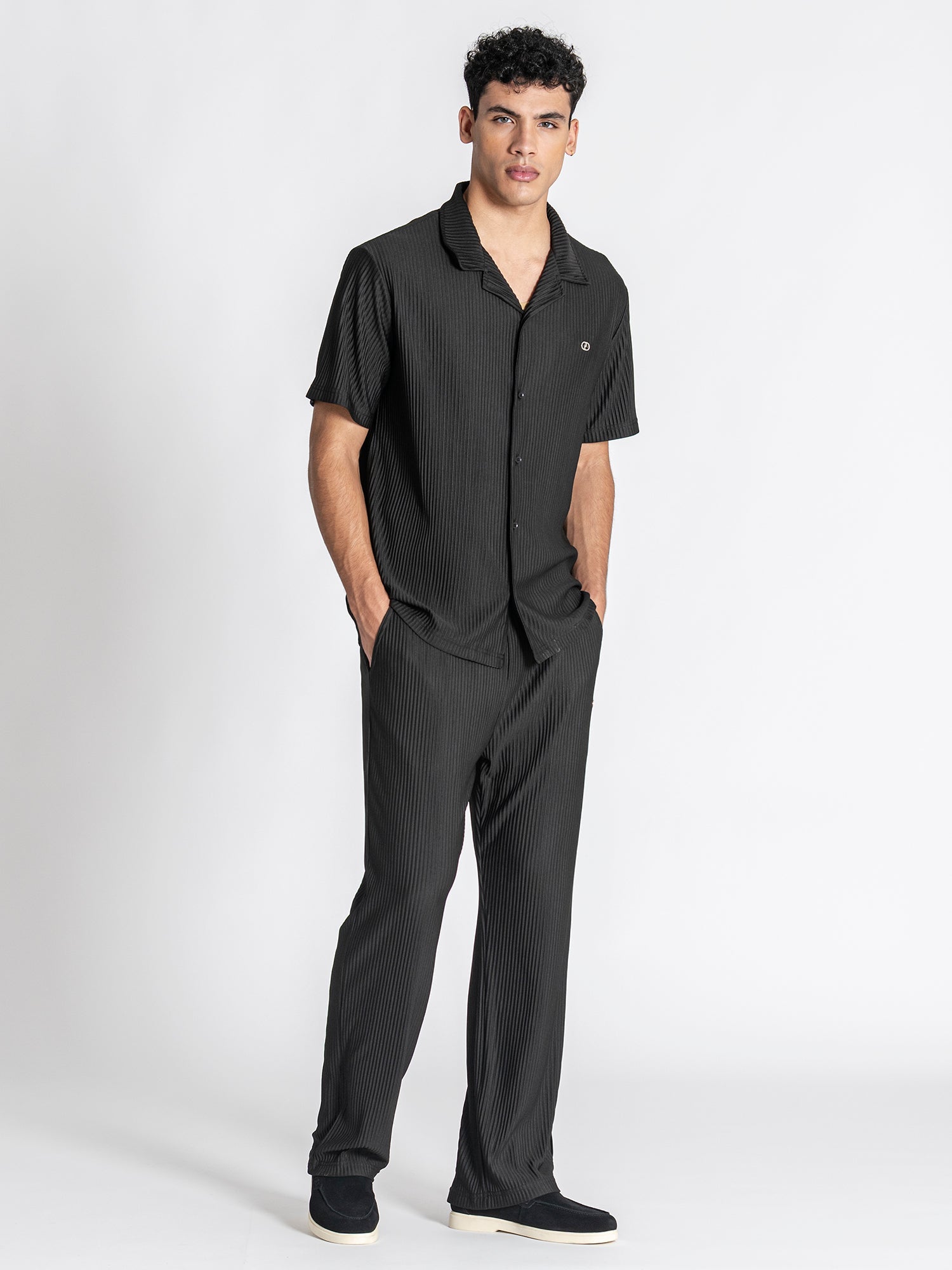 shirts / Black GG Cuban Shirt