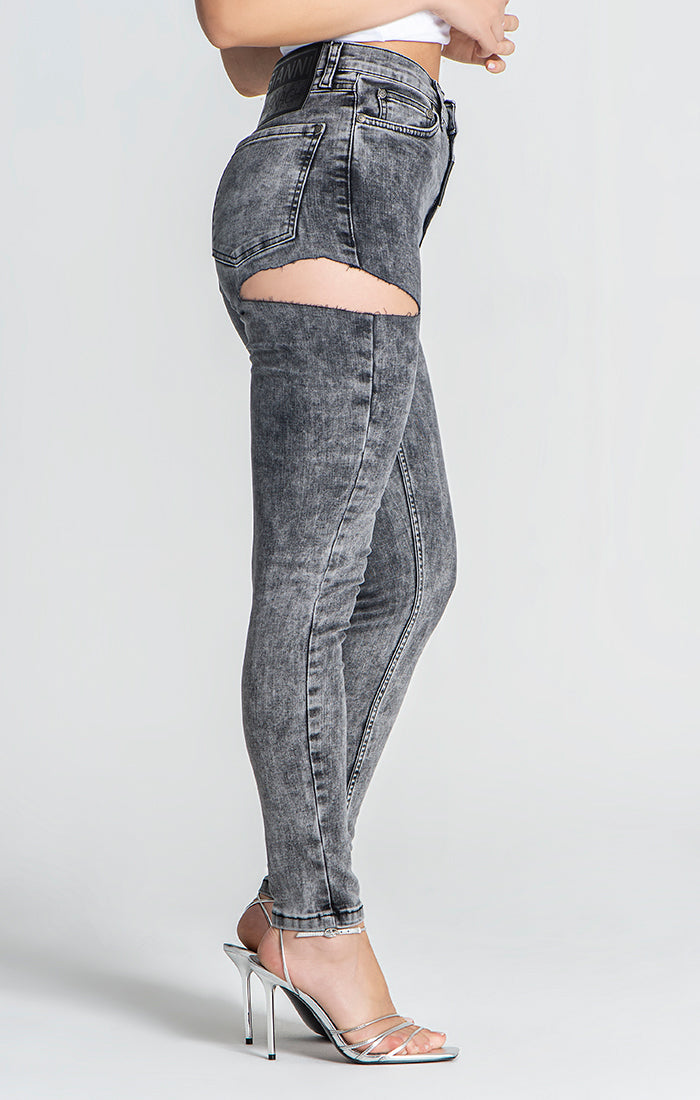 Grey Nostalgia Cut Out Skinny Jeans